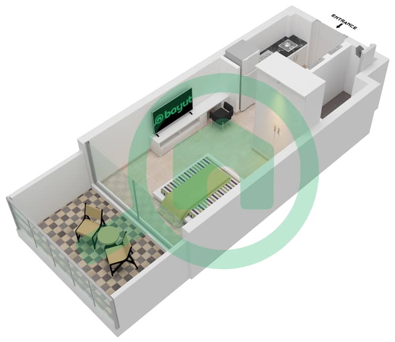 阿齐兹里维埃拉26号楼 - 单身公寓单位27 2ND FLOOR戶型图 2nd Floor interactive3D