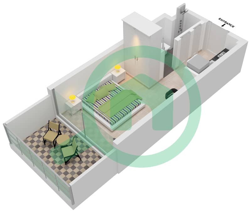 阿齐兹里维埃拉26号楼 - 单身公寓单位28 2ND FLOOR戶型图 2nd Floor interactive3D