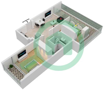 المخططات الطابقية لتصميم الوحدة 29 2ND FLOOR شقة 2 غرفة نوم - عزيزي ريفييرا 26