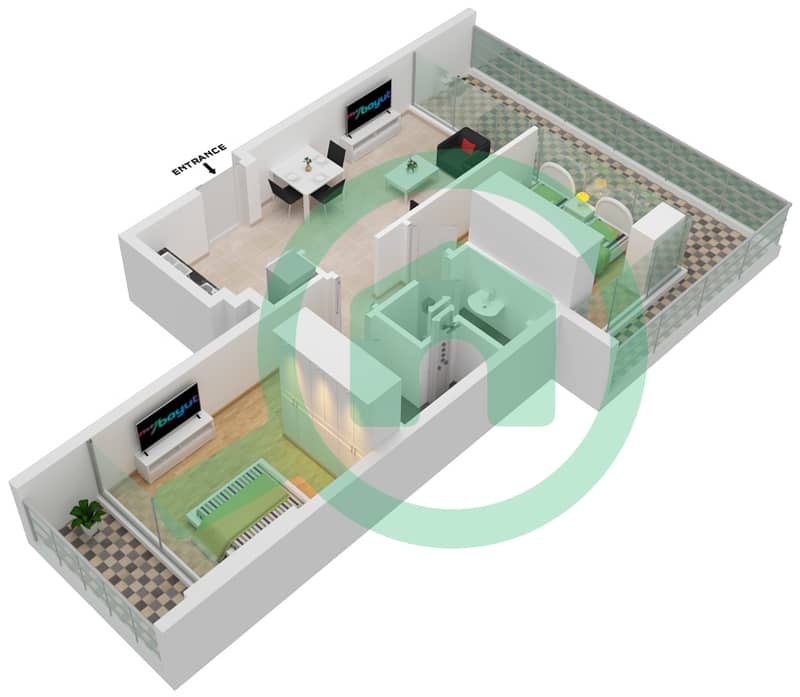阿齐兹里维埃拉26号楼 - 2 卧室公寓单位29 2ND FLOOR戶型图 2nd Floor interactive3D