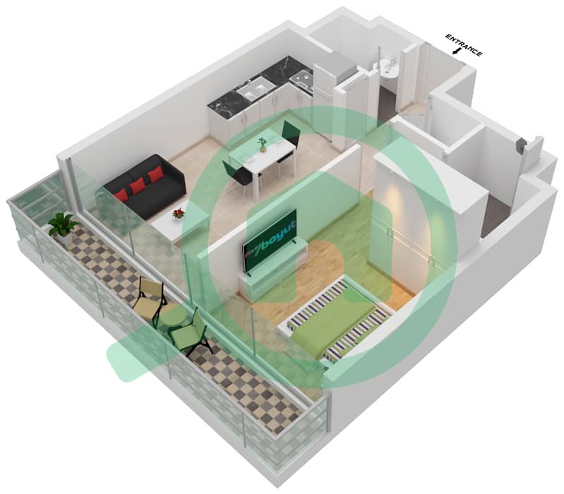 阿齐兹里维埃拉26号楼 - 1 卧室公寓单位30 2ND FLOOR戶型图 2nd Floor interactive3D