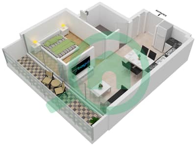 Азизи Ривьера 26 - Апартамент 1 Спальня планировка Единица измерения 32 2ND FLOOR