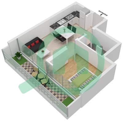 Азизи Ривьера 26 - Апартамент 1 Спальня планировка Единица измерения 33 2ND FLOOR