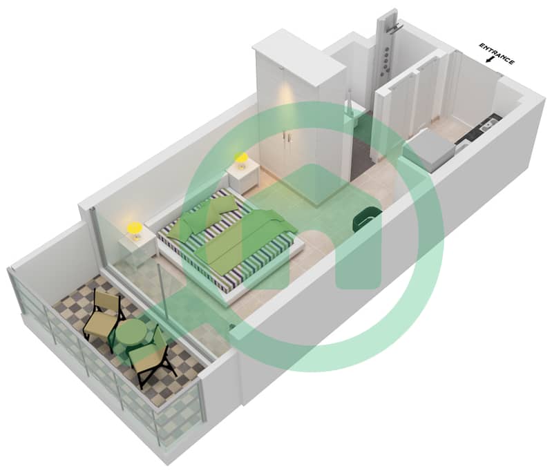 阿齐兹里维埃拉26号楼 - 单身公寓单位34 2ND FLOOR戶型图 2nd Floor interactive3D