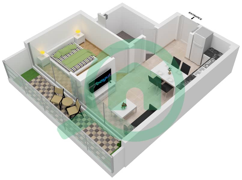 阿齐兹里维埃拉26号楼 - 1 卧室公寓单位02 3-8 FLOOR戶型图 3-8 Floor interactive3D