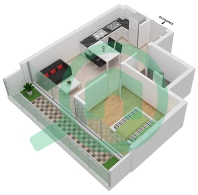 Азизи Ривьера 26 - Апартамент 1 Спальня планировка Единица измерения 03 3-8 FLOOR