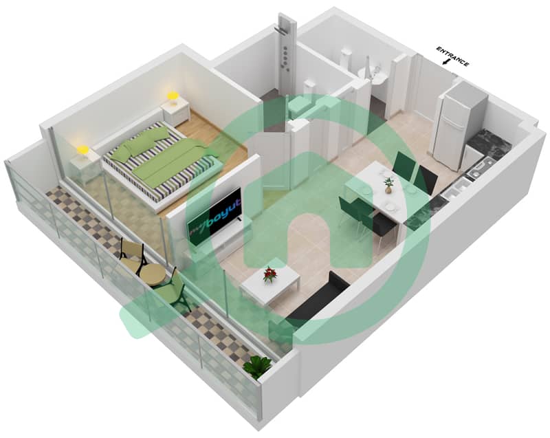 阿齐兹里维埃拉26号楼 - 1 卧室公寓单位04 3-8 FLOOR戶型图 3-8 Floor interactive3D