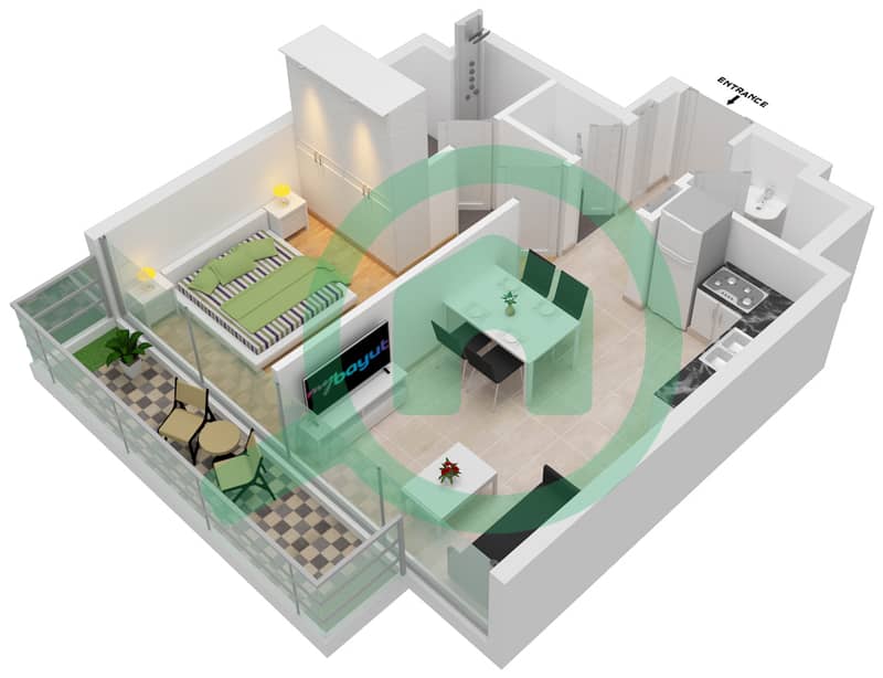 阿齐兹里维埃拉26号楼 - 1 卧室公寓单位05 3-8 FLOOR戶型图 3-8 Floor interactive3D