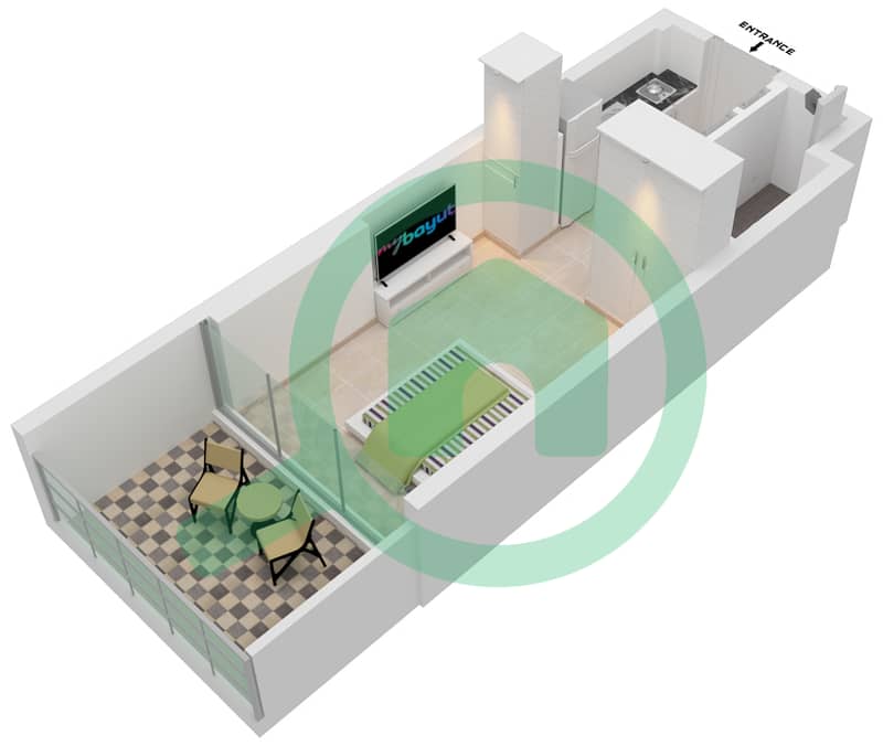 المخططات الطابقية لتصميم الوحدة 16 3-8 FLOOR شقة استوديو - عزيزي ريفييرا 26 3-8 Floor interactive3D
