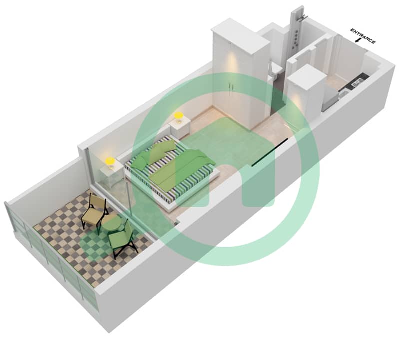 阿齐兹里维埃拉26号楼 - 单身公寓单位19 3-8 FLOOR戶型图 3-8 Floor interactive3D