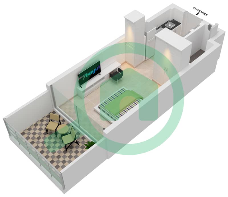 阿齐兹里维埃拉26号楼 - 单身公寓单位21 3-8 FLOOR戶型图 3-8 Floor interactive3D
