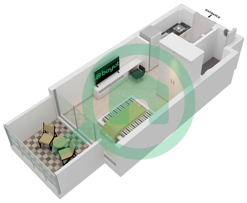 阿齐兹里维埃拉26号楼 - 单身公寓单位27 3-8 FLOOR戶型图 3-8 Floor interactive3D