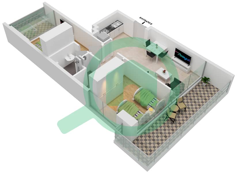 阿齐兹里维埃拉26号楼 - 2 卧室公寓单位29 3-8 FLOOR戶型图 3-8 Floor interactive3D