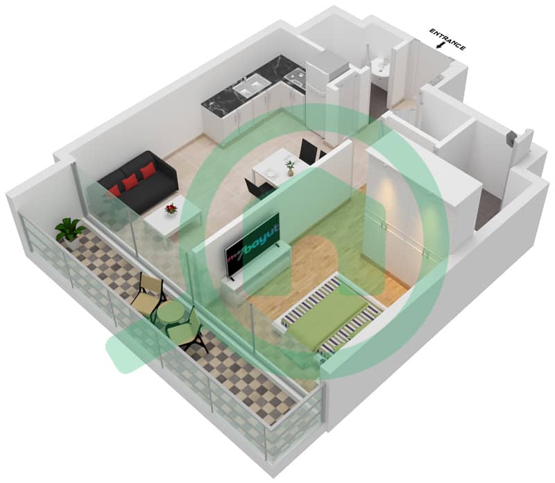 阿齐兹里维埃拉26号楼 - 1 卧室公寓单位30 3-8 FLOOR戶型图 3-8 Floor interactive3D