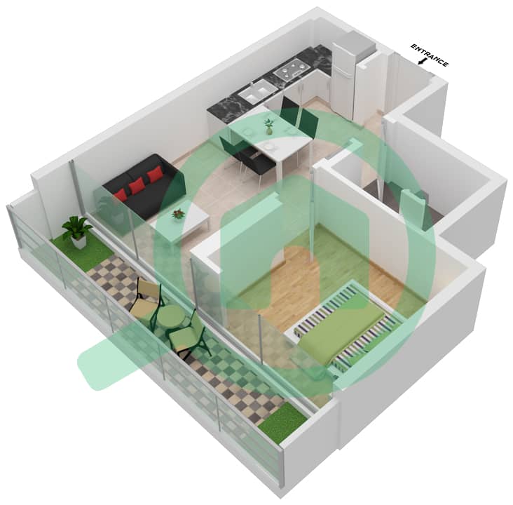 阿齐兹里维埃拉26号楼 - 1 卧室公寓单位33 3-8 FLOOR戶型图 3-8 Floor interactive3D