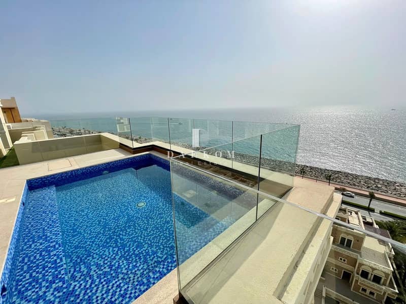 VACANT | Fully Furnished | Brand New High End Furniture | 5BR + Maid Penthouse With Pool | Full Sea View