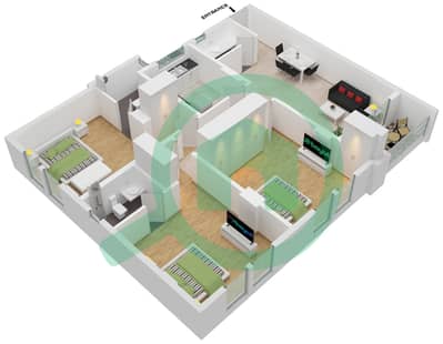 المخططات الطابقية لتصميم الوحدة 07 شقة 3 غرف نوم - JR ريزيدنس 5
