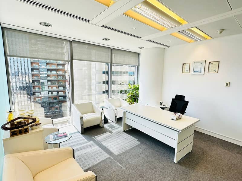 Top-Notch Executive Office With Vibrant View | Fully Furnished | With All Amenities | DED Approved | Strategic Location |