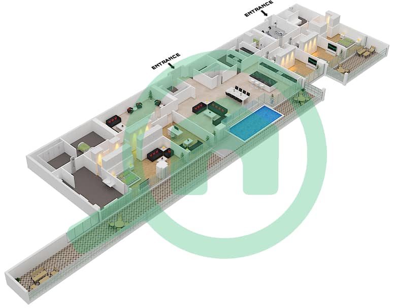 المخططات الطابقية لتصميم النموذج / الوحدة D2/4 FLOOR 8 بنتهاوس 4 غرف نوم - سيكس سينسيز ريزيدنس interactive3D