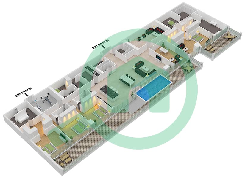 六善公寓 - 4 卧室顶楼公寓类型／单位D2/1 FLOOR 8戶型图 interactive3D