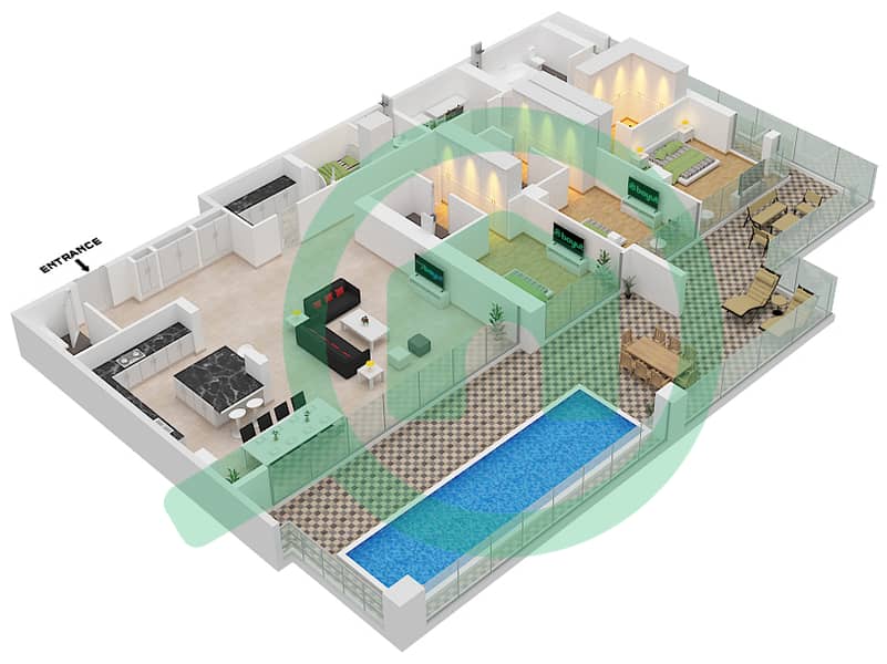 Six Senses Residences - 3 Bedroom Villa Type/unit D/02 GROUND FLOOR Floor plan interactive3D