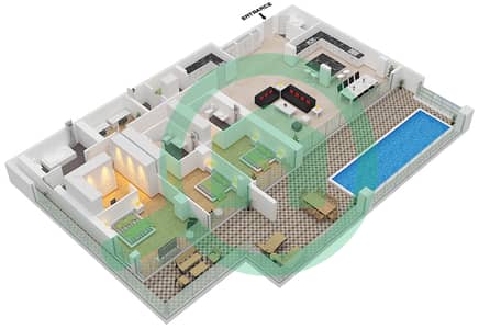 Сикс Сенсес Резиденсес - Вилла 3 Cпальни планировка Тип/мера D/03 GROUND FLOOR