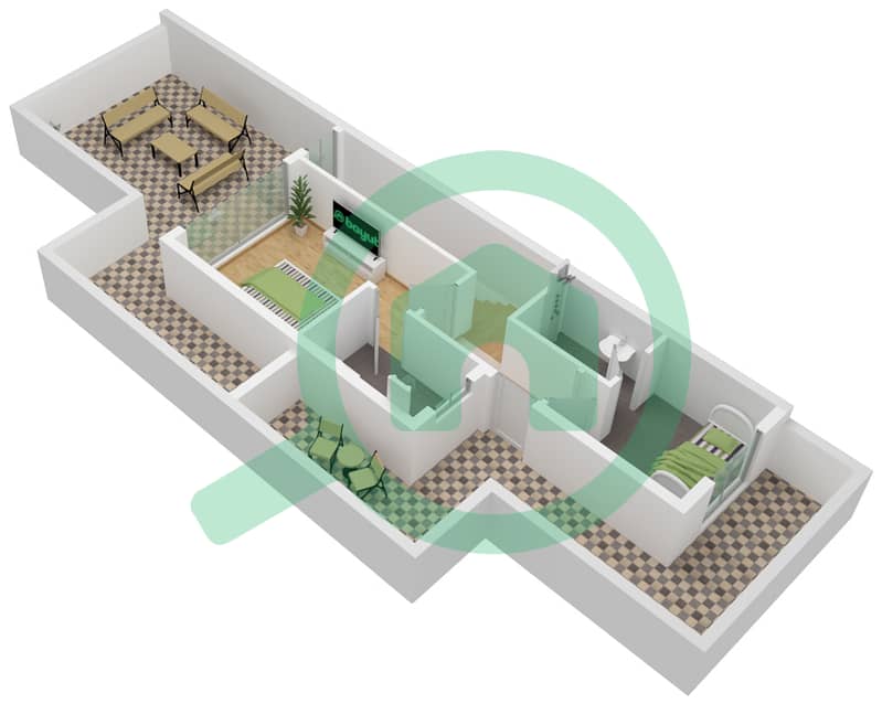 المخططات الطابقية لتصميم النموذج BL-5-M تاون هاوس 5 غرف نوم - بورتوفينو Roof interactive3D