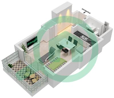 المخططات الطابقية لتصميم النموذج A شقة استوديو - بيركلي بليس