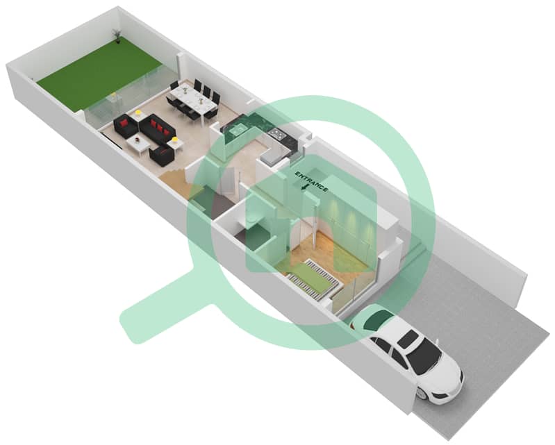 Портофино - Таунхаус 4 Cпальни планировка Тип BL-4-M Ground Floor interactive3D