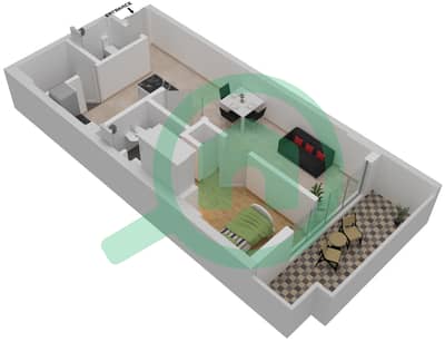 المخططات الطابقية لتصميم النموذج A. شقة 1 غرفة نوم - ICE بايStree