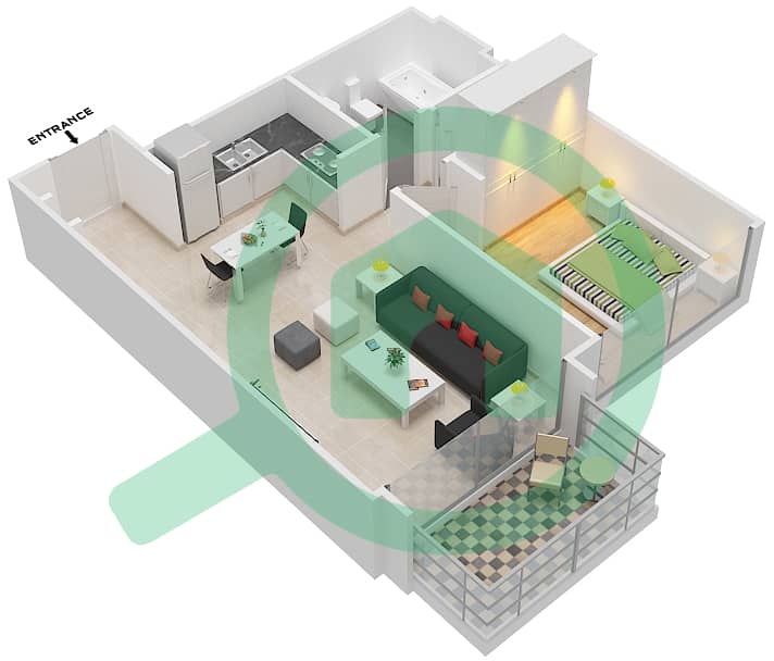 المخططات الطابقية لتصميم الوحدة 3 FLOOR 3-23,25-48 شقة 1 غرفة نوم - ذا جراند interactive3D