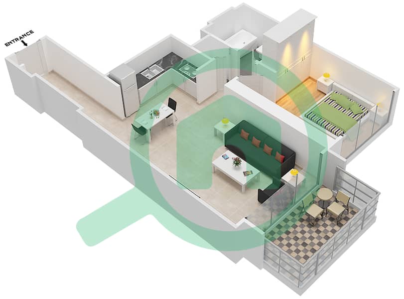 The Grand - 1 Bedroom Apartment Unit 5 FLOOR 3-23,25-48 Floor plan interactive3D