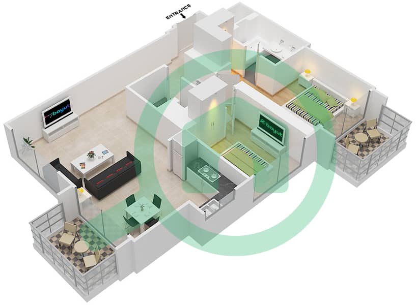 The Grand - 2 Bedroom Apartment Unit 9 FLOOR 3-23,25-48 Floor plan interactive3D