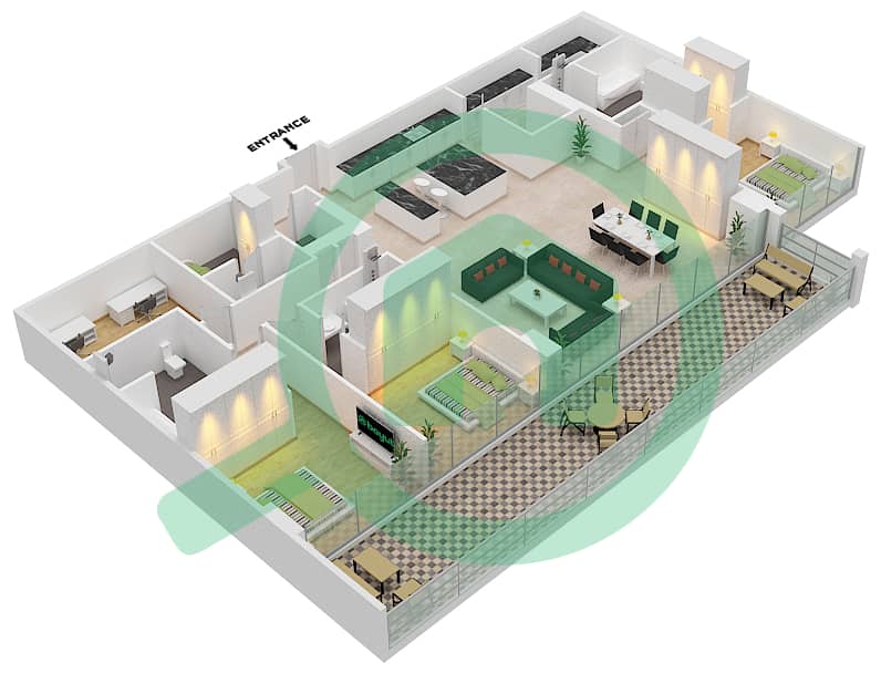 Six Senses Residences - 3 Bedroom Penthouse Type/unit B1/3  FLOOR 1 Floor plan interactive3D