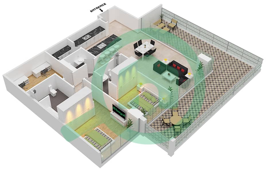 Six Senses Residences - 2 Bedroom Penthouse Type/unit A3/11 FLOOR 1 Floor plan interactive3D