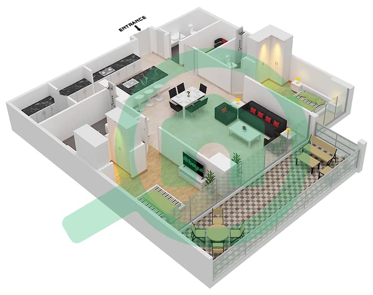 Six Senses Residences - 2 Bedroom Penthouse Type/unit A1/9 FLOOR 1 Floor plan interactive3D
