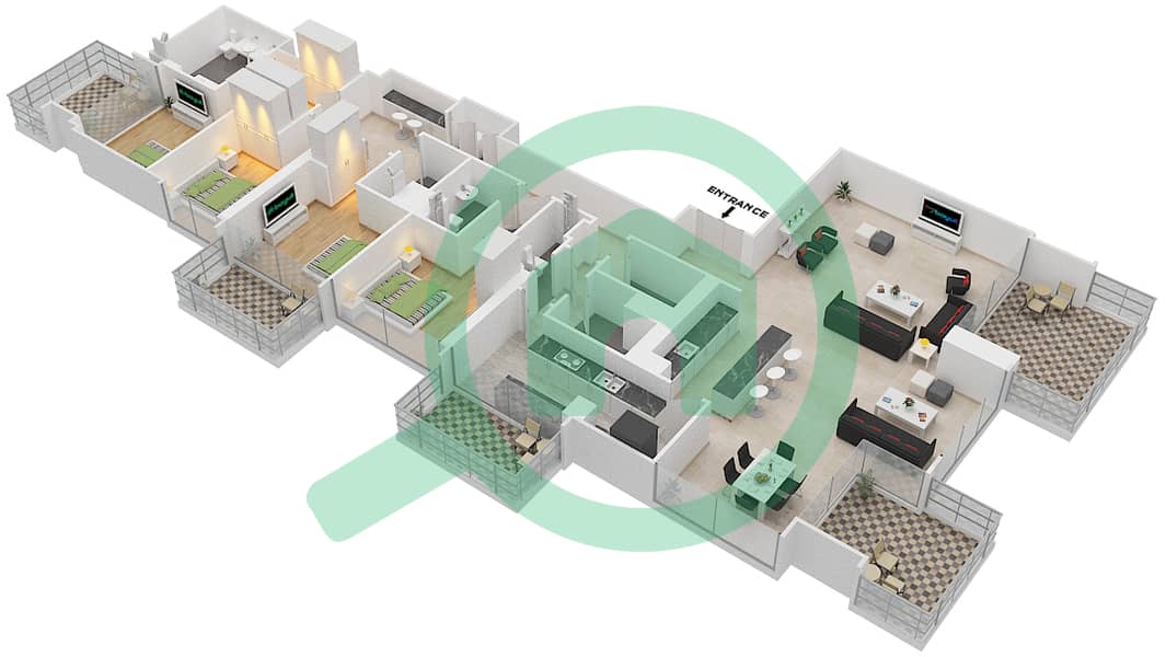 The Grand - 4 Bedroom Penthouse Unit 2 FLOOR 61-62 Floor plan interactive3D