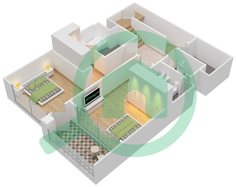 Гранд - Таунхаус 3 Cпальни планировка Единица измерения 1 First Floor interactive3D
