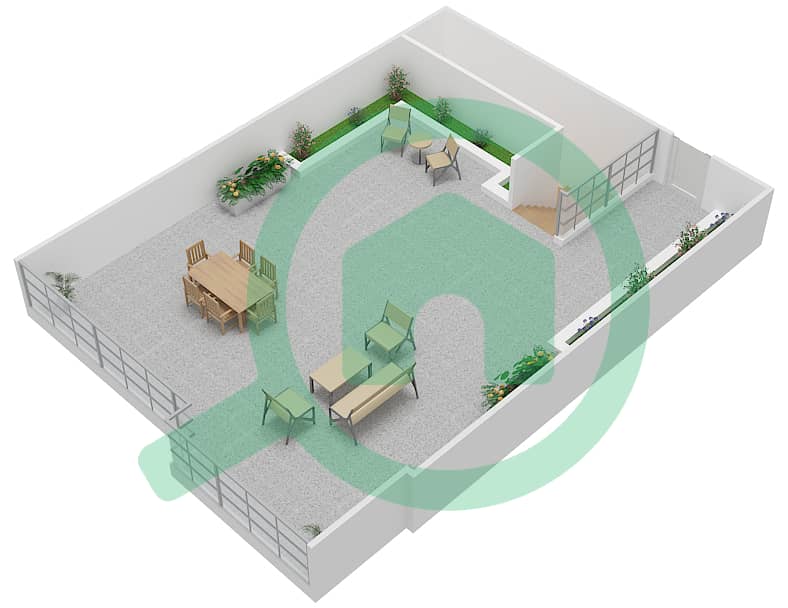 المخططات الطابقية لتصميم الوحدة 1 تاون هاوس 3 غرف نوم - ذا جراند Roof interactive3D