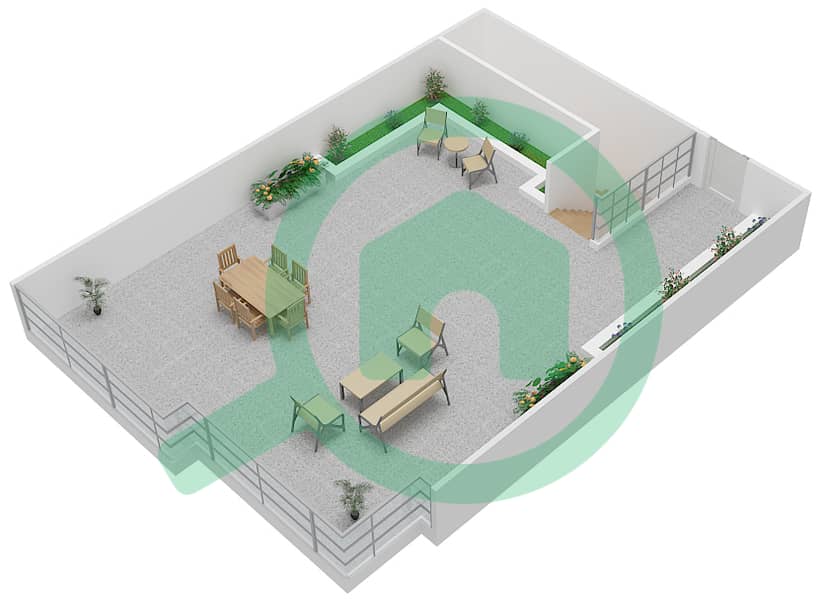 The Grand - 3 Bedroom Townhouse Unit 2 Floor plan Roof interactive3D