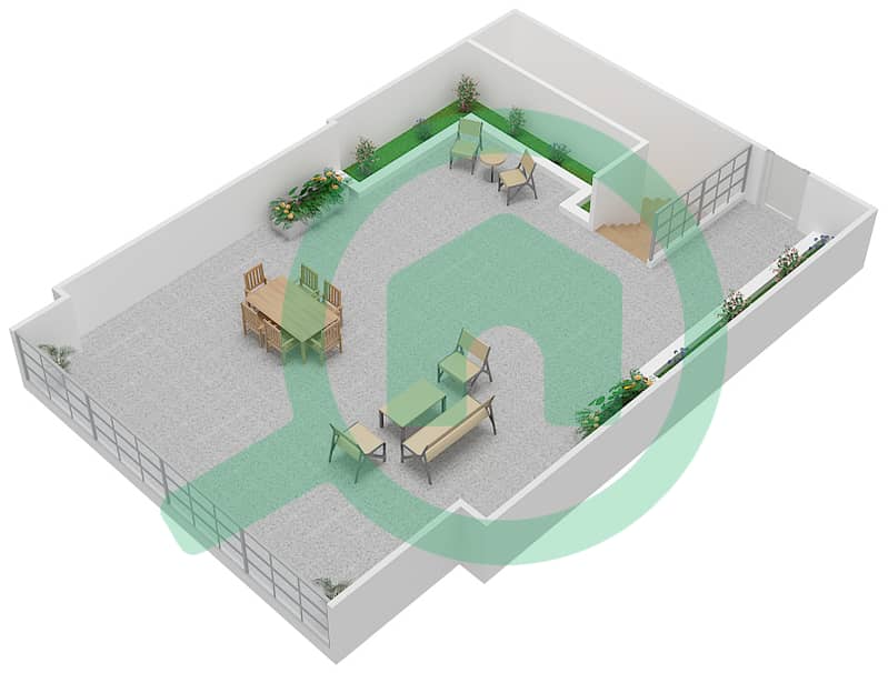 المخططات الطابقية لتصميم الوحدة 4 تاون هاوس 4 غرف نوم - ذا جراند Roof interactive3D