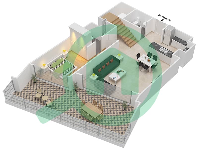 The Grand - 3 Bedroom Townhouse Unit 14 Floor plan Ground Floor interactive3D