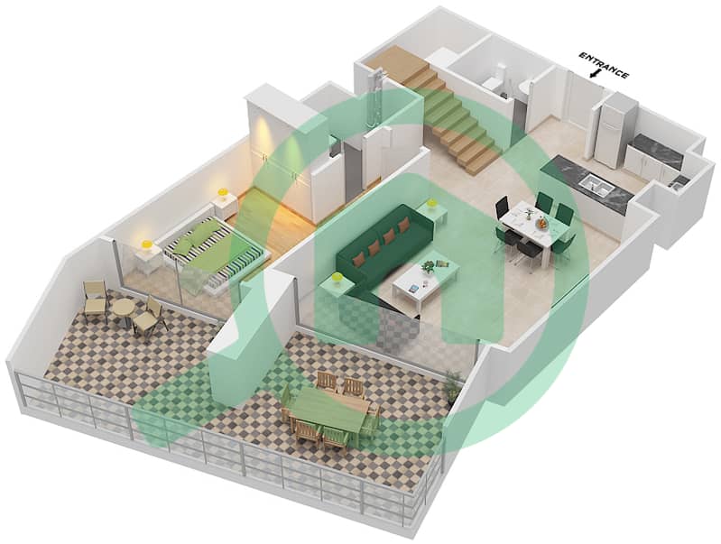 The Grand - 3 Bedroom Townhouse Unit 13 Floor plan interactive3D