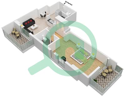 DAMAC Maison Majestine - 1 Bedroom Apartment Unit 13A FLOOR 19 Floor plan