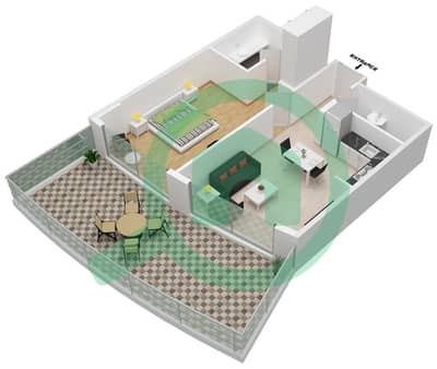 المخططات الطابقية لتصميم الوحدة 10 FLOOR 19 شقة 1 غرفة نوم - داماك ميزون ماجستين