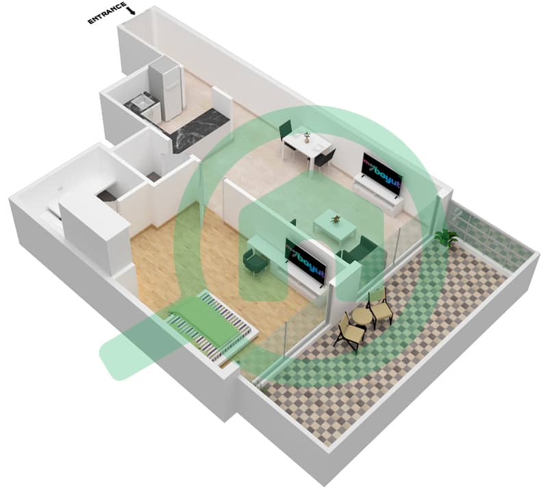 المخططات الطابقية لتصميم الوحدة 24 FLOOR 4 شقة 1 غرفة نوم - داماك ميزون ماجستين interactive3D