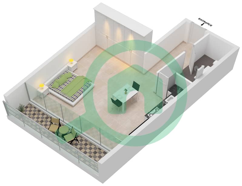 Al Safa 2 - Studio Apartment Type 7 FLOOR-48-58 Floor plan interactive3D