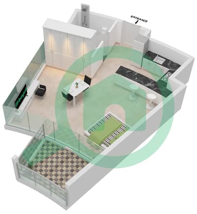 Al Safa 2 - Studio Apartment Type 13 FLOOR 19 Floor plan