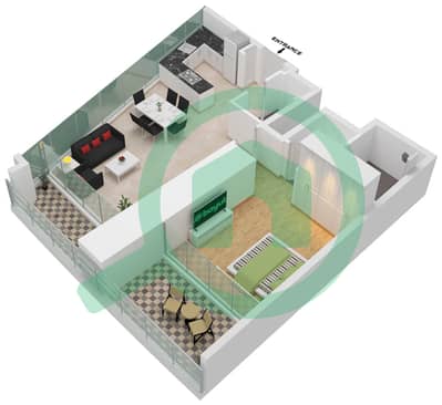 المخططات الطابقية لتصميم النموذج 6 FLOOR 11-17 شقة 1 غرفة نوم - الصفا 2