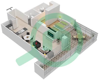 المخططات الطابقية لتصميم الوحدة 8A FLOOR 3 شقة 1 غرفة نوم - غولف بروميناد 2A